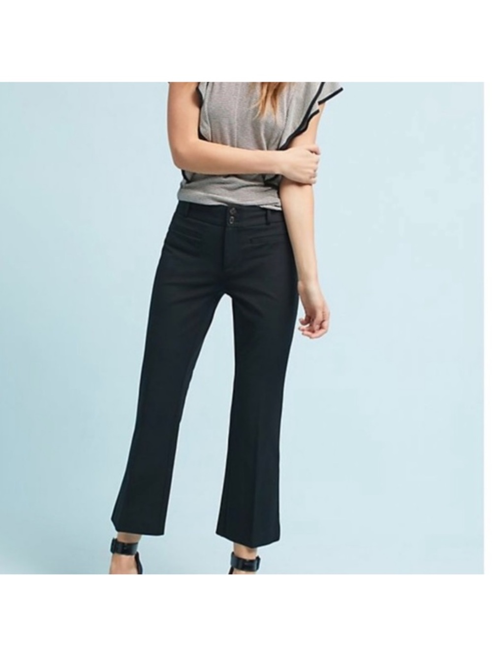 Anthropologie Navy The Essential Flare Trousers